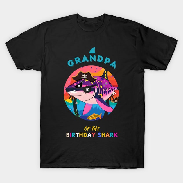 Grandpa of the Shark Birthday Matching Family T-Shirt by Adam4you